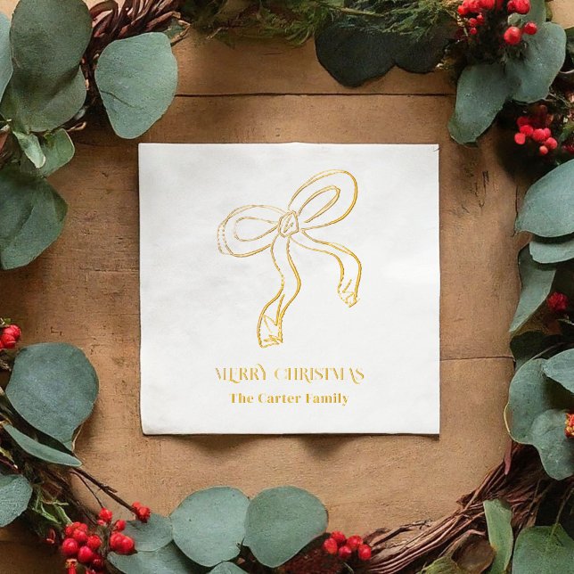 Illustration de la boîte de ruban (Ribbon Bow Illustration Foil Napkins)
