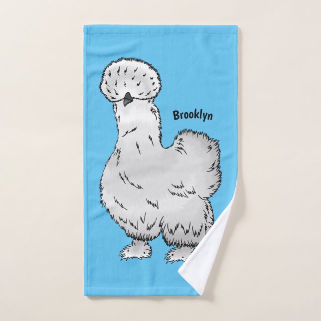 Illustration de la caricature du poulet Silkie (Serviette à main)
