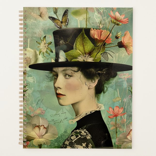 Illustration de la dame aux papillons et aux fleur (Devant)