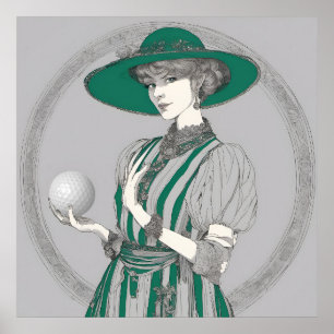 Illustration de la femme Golfer - Impression d'art