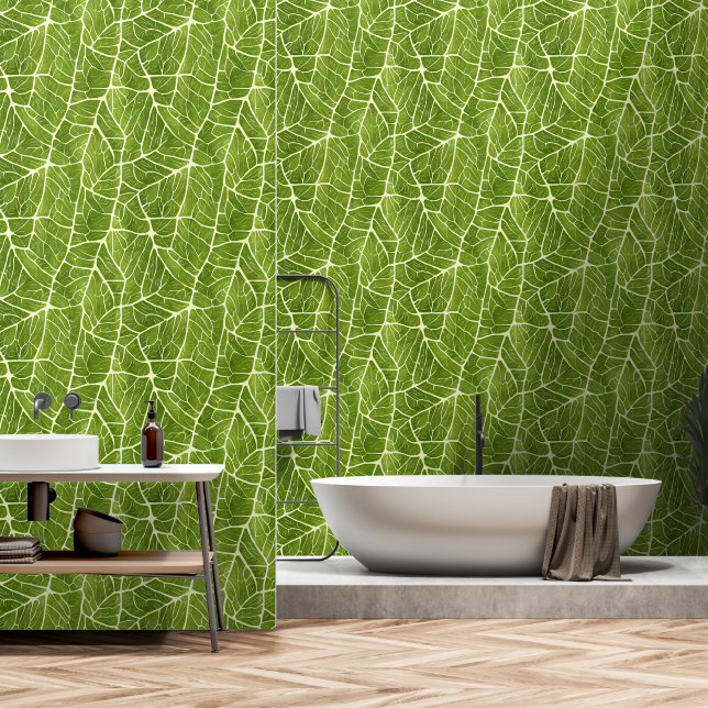 Illustration de la feuille aquarelle mur forêt mur (Salle de bain)