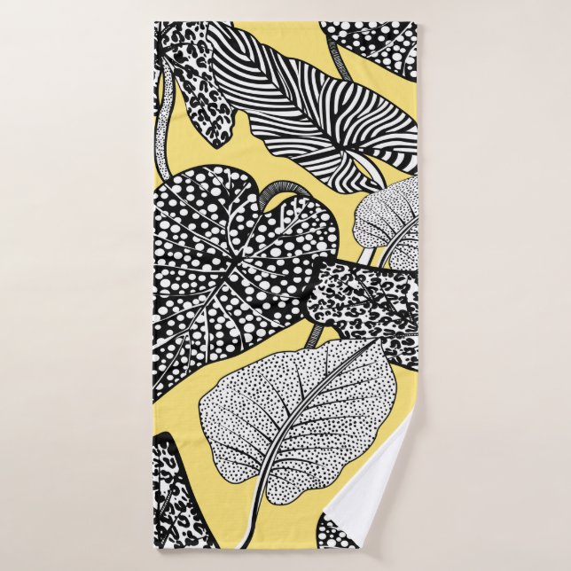 illustration de la feuille tropicale et de la peau (Serviette de bain)