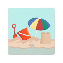 Illustration de la scène de plage de Bucket et Spa