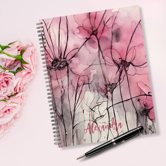 Illustration de l'encre florale rose jolie Nom per (Click "Personalize this Template" to easily change or remove the featured sample name. )