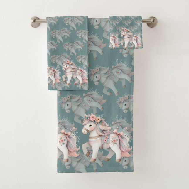 Illustration de l'Imaginaire Floral Pastel Horse (En situation)