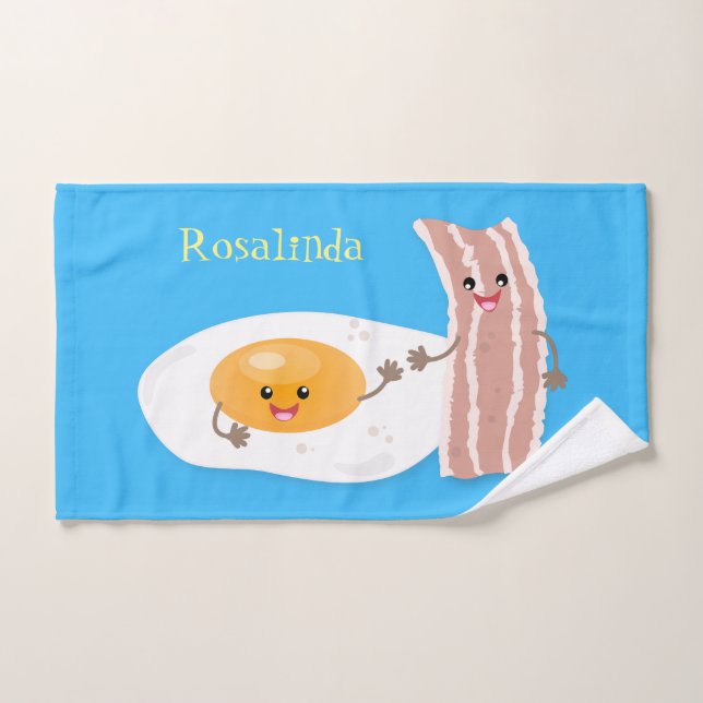 Illustration de l'oeuf de Cute kawaii et du bacon (Serviette à main)