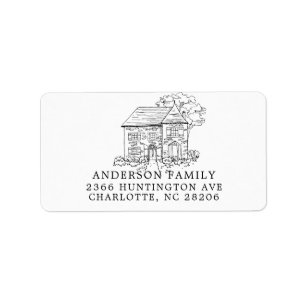 Illustration de maison   Étiquette de l'adresse de
