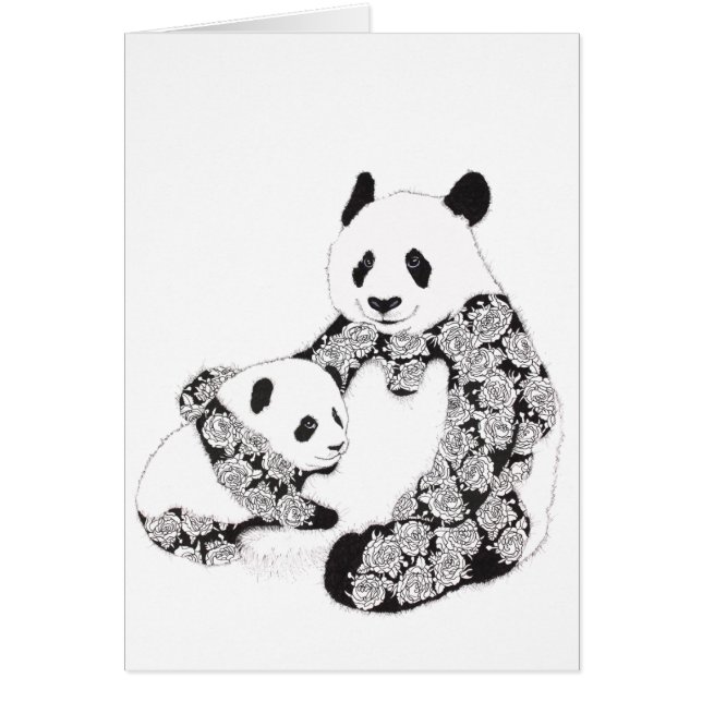 Illustration de panda de mère et de bébé (Devant)