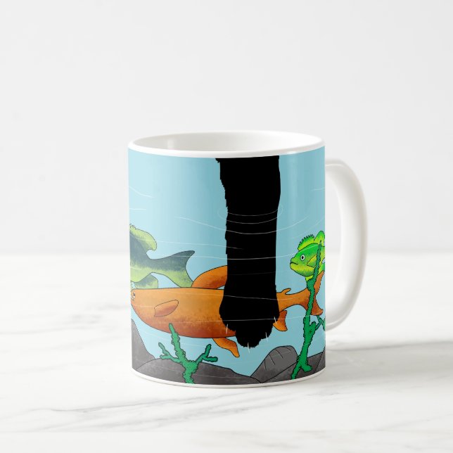 Illustration de pêche à la patte de chat noir Mug (Devant droit)