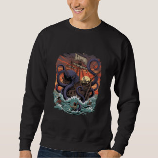 Illustration de pieuvre Kraken sur un sweat à col 