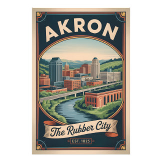 Illustration de poster de voyage rétro Akron Ohio