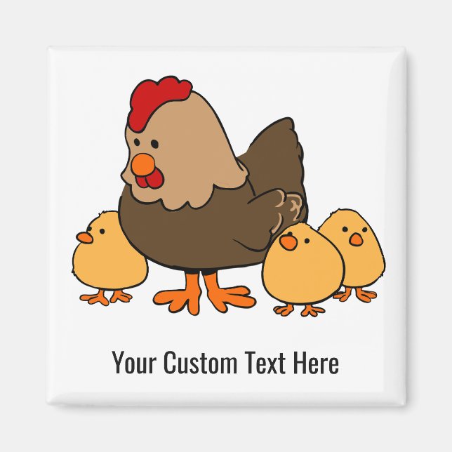 Illustration de poulet aimant texte personnalisé (Devant)