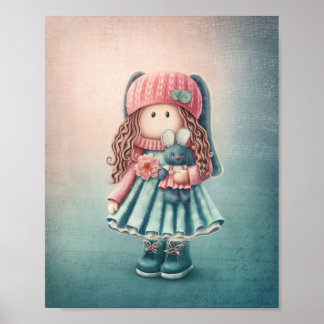 Illustration de poupée mignonne. Art mural pour la
