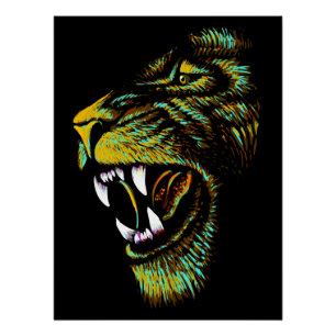 Illustration de tête de lion artistique - Poster d