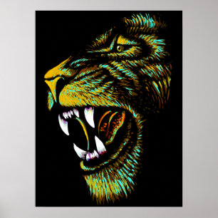Illustration de tête de lion artistique - Poster d