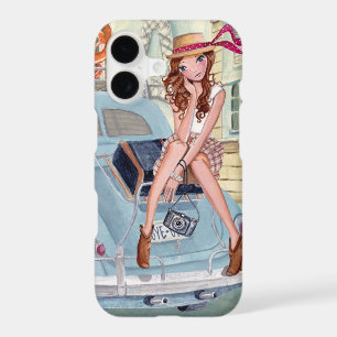 Illustration de voyage fille Paris Chic Vintage