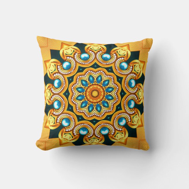 illustration decorative background frame with patt throw pillow (Front)