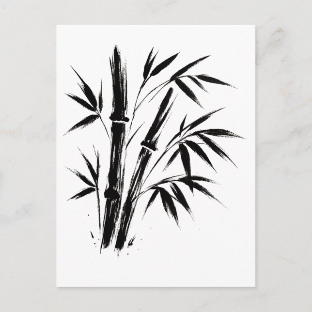 Illustration d'encre en bambou - Carte postale zen (Devant)