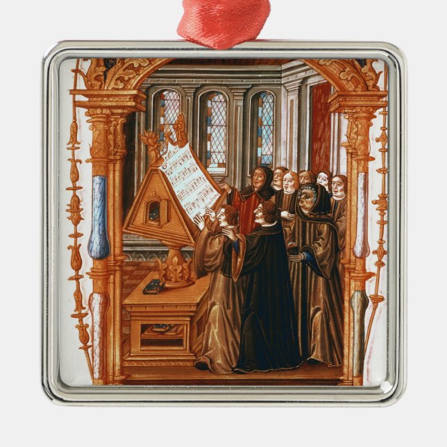 Illustration  depicting  choir singing the metal ornament (Front)