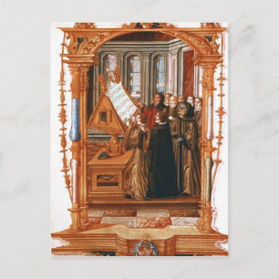Illustration  depicting  choir singing the postcard
