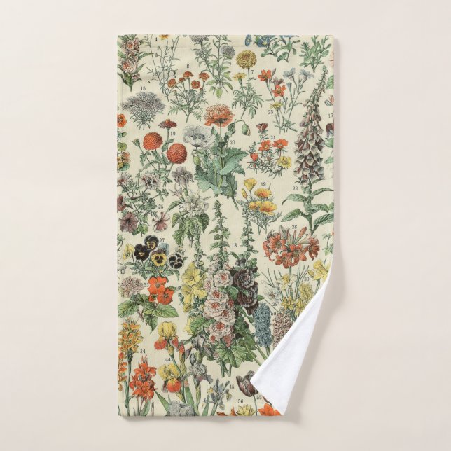 Illustration des fleurs vintages Adolphe Millot (Serviette à main)