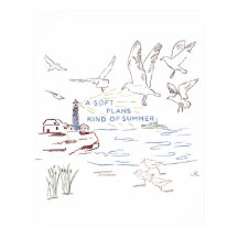 Illustration d'été de plage douce | Affiche côtièr