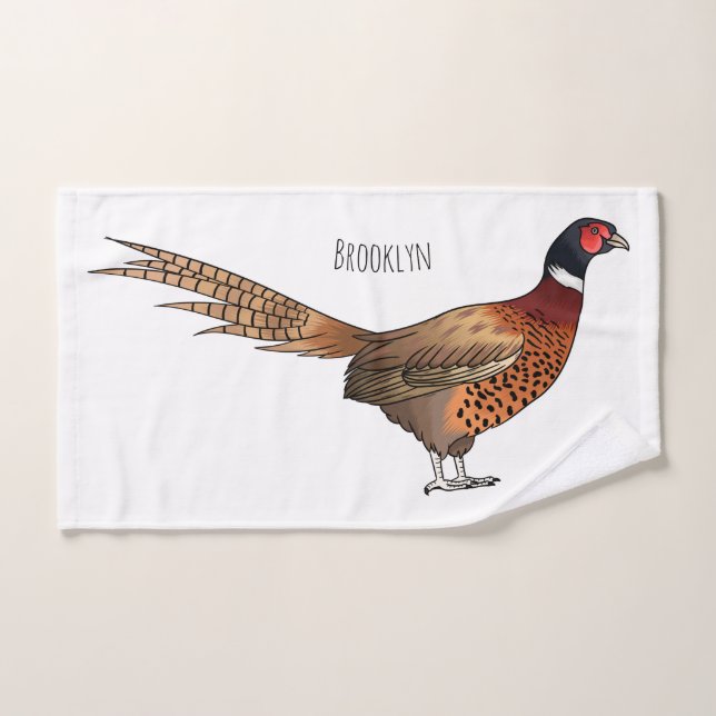 Illustration d'oiseau faisan à cou circulaire (Serviette à main)