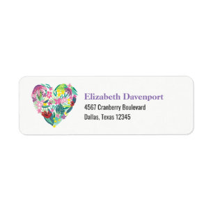 Illustration du coeur floral en rose et vert