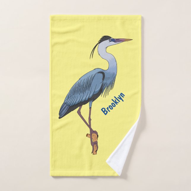Illustration du grand héron bleu (Serviette à main)