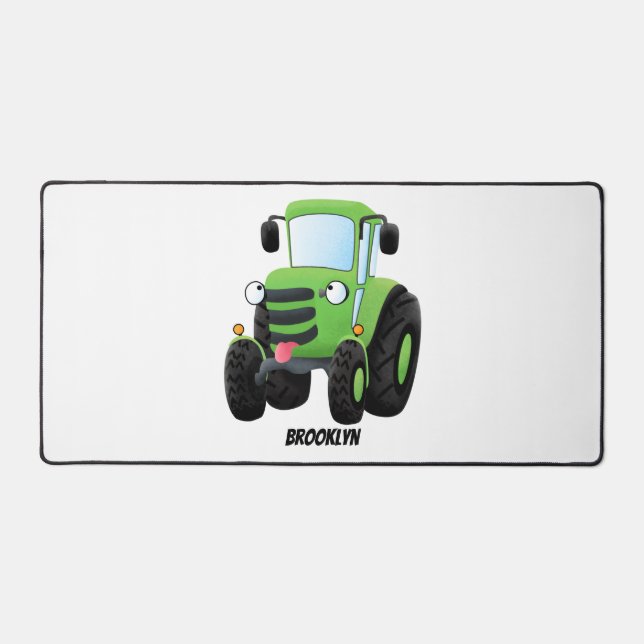 Illustration du joli joyeux tracteur agricole vert (Recto)