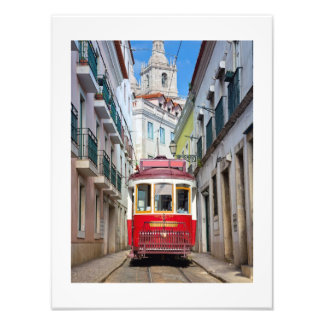 Illustration du tramway de Lisbonne Poster Portuga