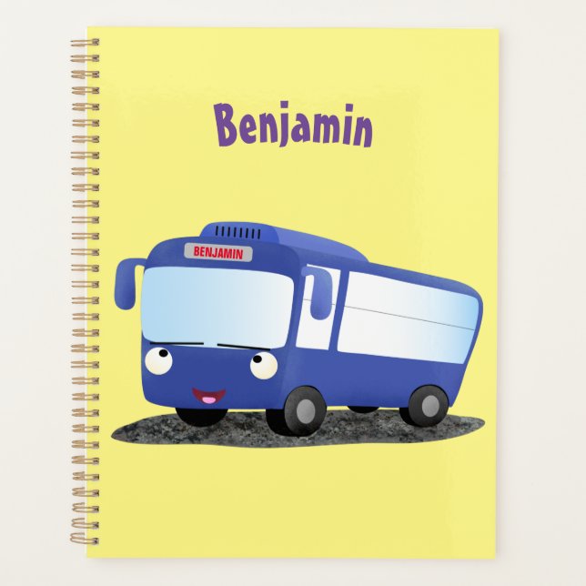 Illustration d'un bus moderne bleu mignon (Devant)
