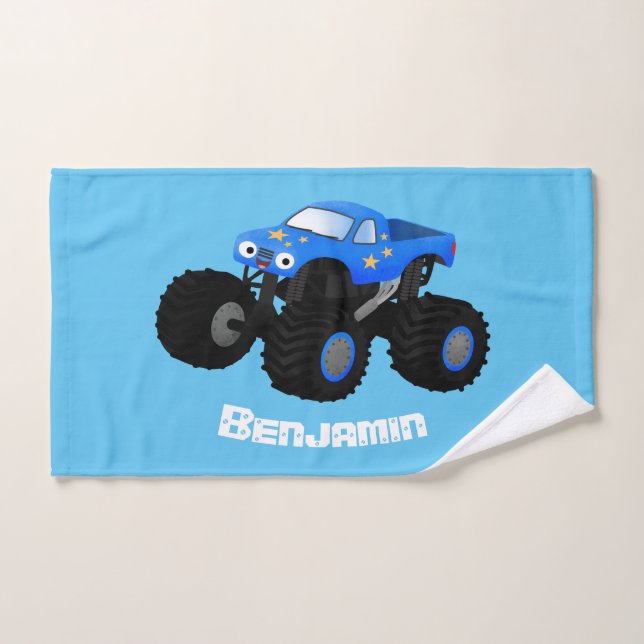 Illustration d'un camion monstre bleu mou (Serviette à main)