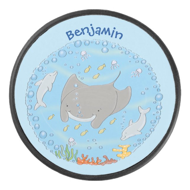 Illustration d'une mignonne raie manta et de bulle (Devant)