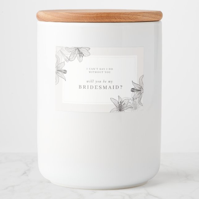 Illustration Floral Lys Bridesmaid Étiquette bougi (Devant)