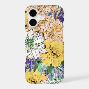 Illustration florale à la mode jaune et verte