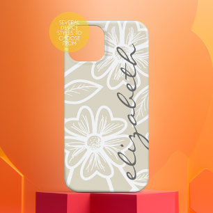 Illustration florale beige lin et charbon de bois