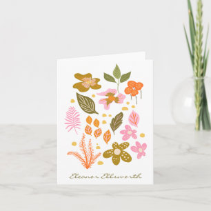 Illustration florale élégante Pink Green Nom perso