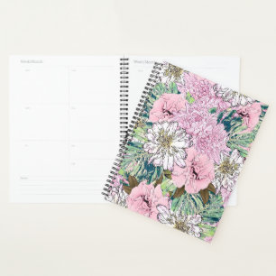 Illustration florale mignonne rose et blanc