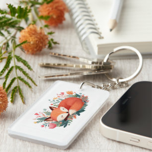 Illustration Florale Renard Endormi Mignon