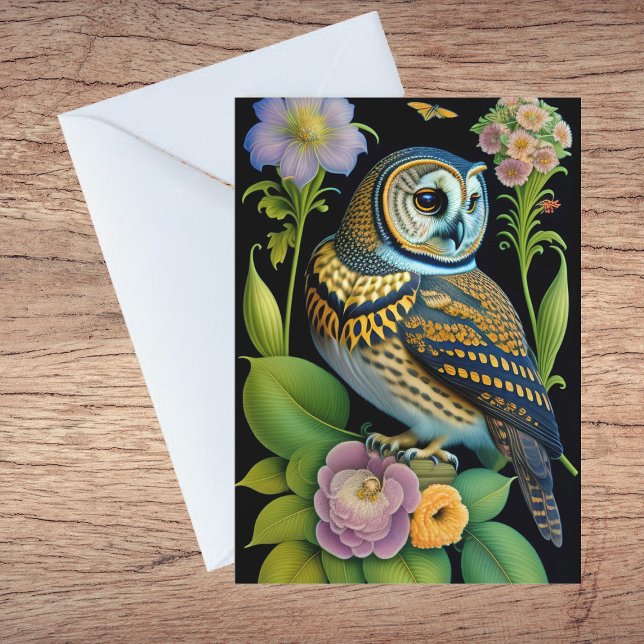 Illustration florale verte de hibou blanc (Créateur téléchargé)