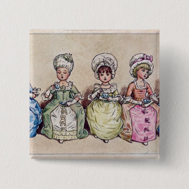 Illustration for 'St. Valentines Day', 1914 2 Inch Square Button (Front)