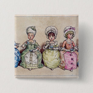 Illustration for 'St. Valentines Day', 1914 2 Inch Square Button
