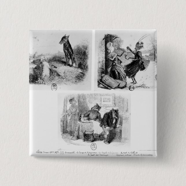 Illustration for 'The Wolf and the Lambb' 2 Inch Square Button (Front)