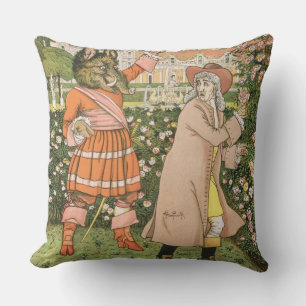 Illustration from Beauty and the Beast, 1901 (colo Throw Pillow