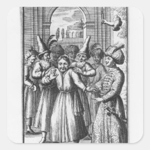 Illustration from 'Le Bourgeois Gentilhomme' Square Sticker
