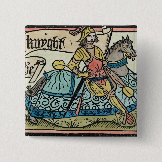 Illustration from 'The Canterbury Tales' 2 Inch Square Button (Front)