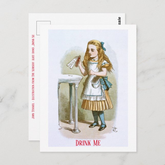 Illustration from The Nursery Alice  - Drink Me Postcard (Front/Back)