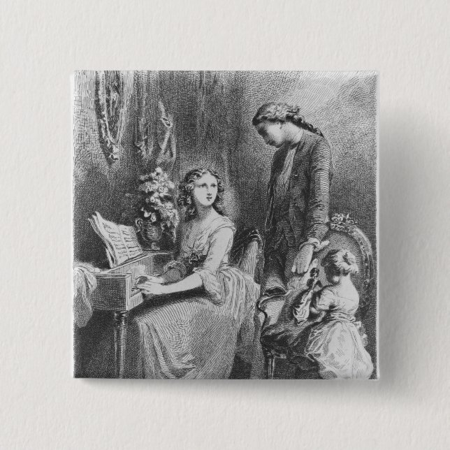 Illustration from 'The Sorrows of Werther' 2 Inch Square Button (Front)