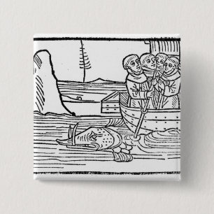 Illustration from 'The Voyage of St. Brendan' 2 Inch Square Button